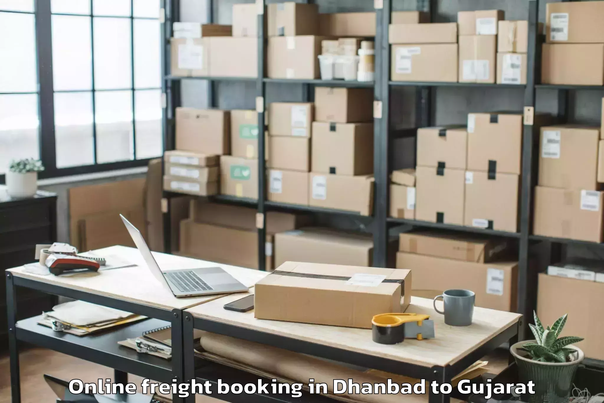 Affordable Dhanbad to Bhabhar Online Freight Booking